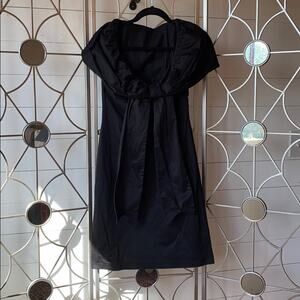 Shabby Apple Size S Solid Black Portrait Collar‎ Polished Cotton Dress